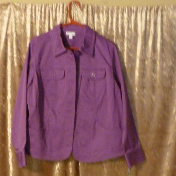 Charter Club Jackets & Blazers - NEW Brigth Violet Corduroy Button-Down Jacket